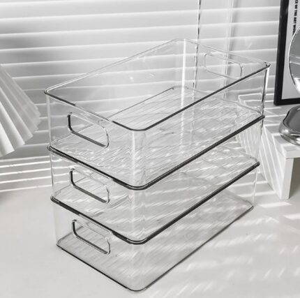 Small flat-mouth stackable PET storage box