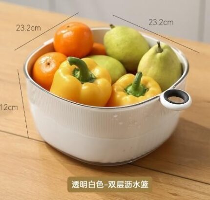 FUU Silicone Handle Double-Layer Draining Basket