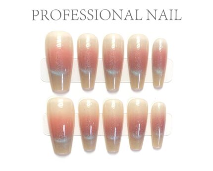 Medium Stiletto Pink-Blue Cat Eye Nail Tips