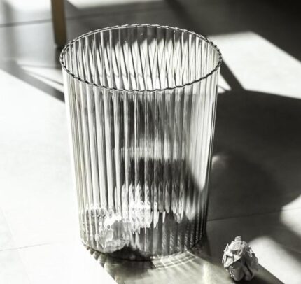 Large Transparent Striped Trash Can
